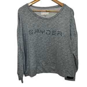 Spyder Grey Long Sleeve L Womens Boat Neck Oversized Casual Graphic